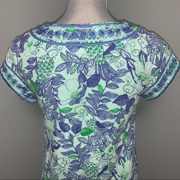 VINEYARD VINES Linen dress Embroidered flower bird tunic shift dress 00 wedding - Picture 8 of 13